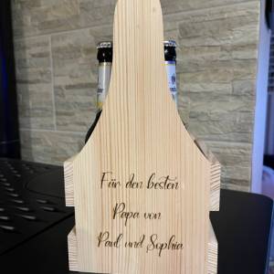 Männerhandtasche Bierträger Holz Männertag Vatertag Geschenkidee personalisiert Bild 3