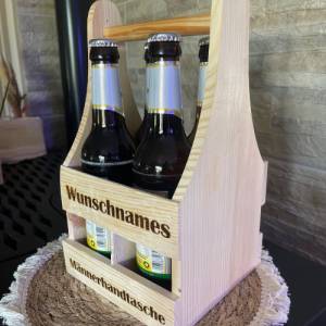 Männerhandtasche Bierträger Holz Männertag Vatertag Geschenkidee personalisiert Bild 5