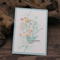 Handgefertigte Geburtstagskarte, Glückwunschkarte mit zarten Zweigen Bild 1