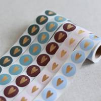 Aufkleber Herz mit Goldeffekt | runde Sticker | Geschenkaufkleber | Verpacken von Bestellungen | selbstklebend | 35mm Bild 2
