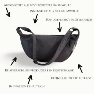 Halbmondtasche Tilda wasserabweisend grau / Umhängetasche Damen / Vegane Handtaschen / Schultertasche / Halbmond Tasche Bild 9