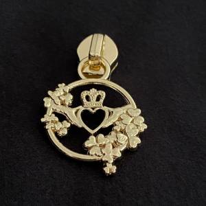 Zipper Coronation of Love, breit, gold, hell / Schieber für Reißverschlüsse mit Spiralraupe Bild 1