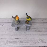 Miniatur Gartenszene Meise und Rotkehlchen - 2 Vögel  zur Dekoration oder zum Basteln Feengarten Wichteltür Diorama Bild 1