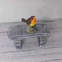Miniatur Gartenszene Meise und Rotkehlchen - 2 Vögel  zur Dekoration oder zum Basteln Feengarten Wichteltür Diorama Bild 3