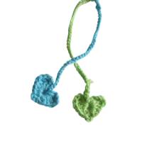 Lesezeichen Herzen blau und grün - 100% Baumwolle Bild 2