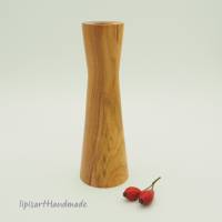 Kleine schlanke Vase – Gartenholz Pflaume handgedrechselt mit Glaseinsatz Unikat h: 17 cm Bild 4