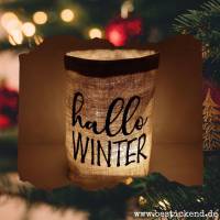 besticktes WINDLICHT "HALLO WINTER"   //freie Farbwahl//  Lichtbeutel Kerzenglas Deko Geschenk Weihnachten Fes Bild 5