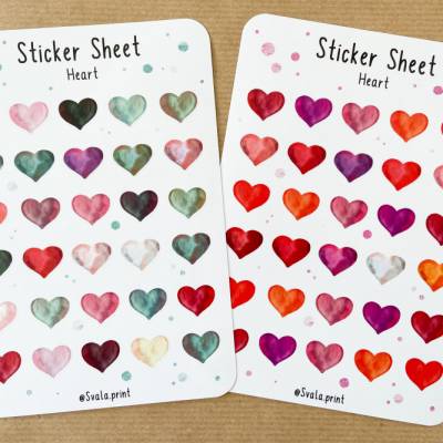 Sticker Herz | Heart | Aufkleber Bulletjournal | Journal Sticker | Love | Watercolor Heart
