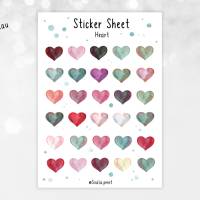 Sticker Herz | Heart | Aufkleber Bulletjournal | Journal Sticker | Love | Watercolor Heart Bild 3