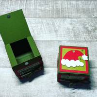 Geschenkverpackung zu Nikolaus oder Weihnachten, Würfelbox mit Nikolausmütze, Box, Geschenkidee, Mitbringsel, Goodie Bild 2