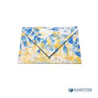 20 kleine Briefumschläge floral 004 gelb blau, handgemacht, für Gutscheine / Visitenkarten Bild 1