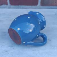Kleines Milchkännchen - Sahnekännchen - Keramik - Blau mit weißen Punkten Bild 3