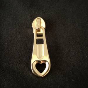 Zipper Heart, breit, gold / Schieber für Reißverschlüsse mit Spiralraupe Bild 1