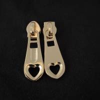 Zipper Heart, breit, gold / Schieber für Reißverschlüsse mit Spiralraupe Bild 2