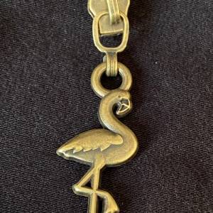 Zipper Flamingo, schmal, bronze / Schieber für schmale Reißverschlüsse mit Kunststoffraupe / Anhänger / Puller Bild 1
