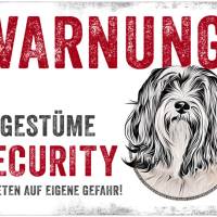 Hundeschild UNGESTÜME SECURITY (Tibet Terrier), wetterbeständiges Warnschild Bild 1