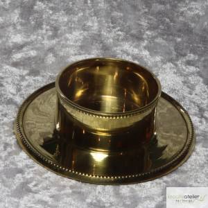 Flacher Metall-Leuchter aus Messing, glänzend, mit Perlrand, für Kerzen mit einem Durchmesser von 50 mm geeignet Bild 1