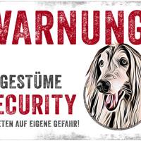 Hundeschild UNGESTÜME SECURITY (Afghanischer Windhund), wetterbeständiges Warnschild Bild 1