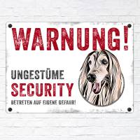 Hundeschild UNGESTÜME SECURITY (Afghanischer Windhund), wetterbeständiges Warnschild Bild 2