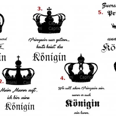 Plotterdatei Königin und Prinzessin Sprüche mit Kronen Mädchen Kinder Frauen