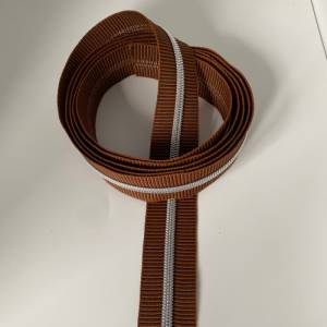 Reißverschluss „Silver Stripes“, breit, hellbraun-dunkelbraun, 6,5 mm Spiralraupe Bild 5