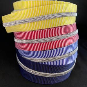 Reißverschluss „Silver Stripes“, breit, hellbraun-dunkelbraun, 6,5 mm Spiralraupe Bild 7