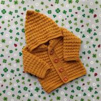 Strickjacke mit Kapuze ab Größe 50/56 bis Größe 98/104 Kapuzenjacke orange senf Babyshower Kindergeburtstag Geschenk Bild 1