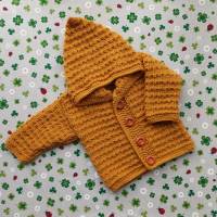 Strickjacke mit Kapuze ab Größe 50/56 bis Größe 98/104 Kapuzenjacke orange senf Babyshower Kindergeburtstag Geschenk Bild 3