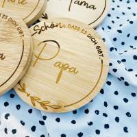 personalisierter Untersetzer aus Bambus | individuelles Geschenk zur Hochzeit oder zum Geburtstag | Unternehmen Bild 6