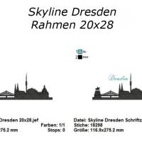 4 tlg. Stickdatei Skyline Dresden 2 Größen verschiedene Dateiformate Stickmuster Stickmotiv mit und ohne Schriftzug Bild 3