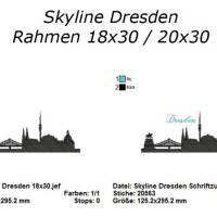 4 tlg. Stickdatei Skyline Dresden 2 Größen verschiedene Dateiformate Stickmuster Stickmotiv mit und ohne Schriftzug Bild 4
