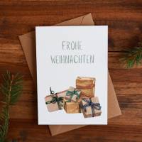 Weihnachtskarte | Weihnachtspost | Weihnachtsgruß | Geschenke | aus Naturpapier | DIN A6 | Kuvert | Grußkarten Bild 1