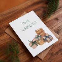 Weihnachtskarte | Weihnachtspost | Weihnachtsgruß | Geschenke | aus Naturpapier | DIN A6 | Kuvert | Grußkarten Bild 2