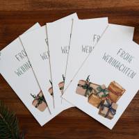 Weihnachtskarte | Weihnachtspost | Weihnachtsgruß | Geschenke | aus Naturpapier | DIN A6 | Kuvert | Grußkarten Bild 3