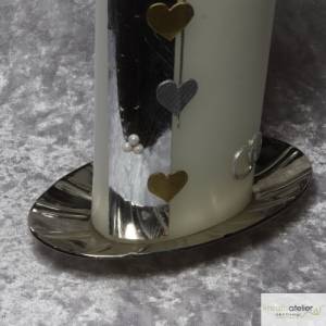 Flacher Metall-Leuchter aus Messing, glänzend, oval, für ovale Kerzen mit einer Breite von 90 mm Bild 4