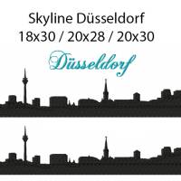 4 tlg. Stickdatei Skyline Düsseldorf 2 Größen verschiedene Dateiformate Stickmuster Stickmotiv mit und ohne Schriftzug Bild 1