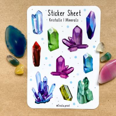 Sticker Mineralien | Edelsteine | Aufkleber Bulletjournal | Journal Sticker | Kristalle