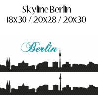 4 tlg. Stickdatei Skyline Berlin 2 Größen verschiedene Dateiformate Stickmuster Stickmotiv mit und ohne Schriftzug Bild 1