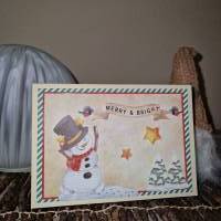 Weihnachtskarten Schneeman / Festliche Grußkarten / Merry Bright Weihnachten / Sternen-Weihnachtskarten / Weihnachten Bild 1
