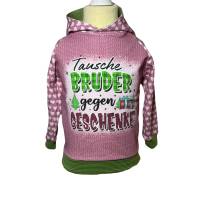 Handmade Hoodie Pullover mit Kapuze Größe 104 - Tausche Bruder Unikat Bild 3