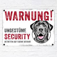 Hundeschild UNGESTÜME SECURITY (Labrador), wetterbeständiges Warnschild Bild 2