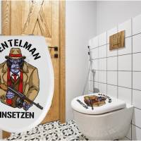 WC-Toiletten Aufkleber Gentelmann Tür-Bad-Toilette-Cartoon Aufkleber-Wunschtext-Personalisierbar Bild 1