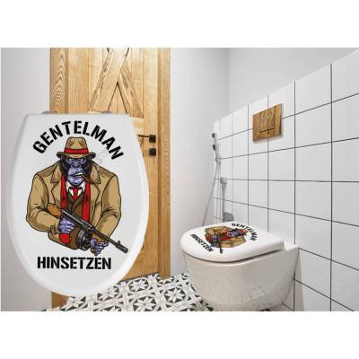 WC-Toiletten Aufkleber Gentelmann Tür-Bad-Toilette-Cartoon Aufkleber-Wunschtext-Personalisierbar