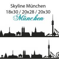 4 tlg. Stickdatei Skyline München 2 Größen verschiedene Dateiformate Stickmuster Stickmotiv mit und ohne Schriftzug Bild 1