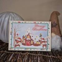 Weihnachtskarte / kleine Rentiere / Weihnachtshaus / festliche Grusskarte / kreative Weihnachtsgeschenke / Rentier Bild 1