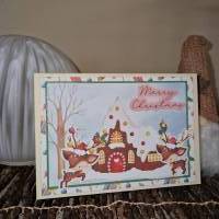 Weihnachtskarte / kleine Rentiere / Weihnachtshaus / festliche Grusskarte / kreative Weihnachtsgeschenke / Rentier Bild 2