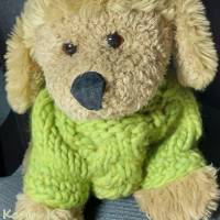 Pullover für kleine Hunde Lind Limonengrün gestrickt Wolle LEI Lana Grossa Rückenlänge 28 cm Bild 1