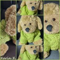 Pullover für kleine Hunde Lind Limonengrün gestrickt Wolle LEI Lana Grossa Rückenlänge 28 cm Bild 10