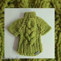 Pullover für kleine Hunde Lind Limonengrün gestrickt Wolle LEI Lana Grossa Rückenlänge 28 cm Bild 3