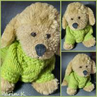 Pullover für kleine Hunde Lind Limonengrün gestrickt Wolle LEI Lana Grossa Rückenlänge 28 cm Bild 4